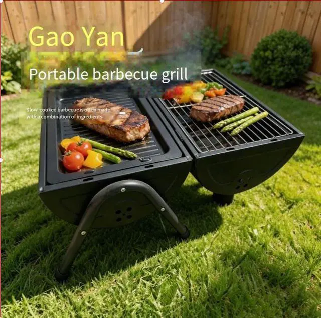Alt view image 2 of 5 - Barbecue grill - dual-purpose for cooking and grilling, portable outdoor camping, non-smoking barbecue stand, meat cooking stove, manufacturer, gift.