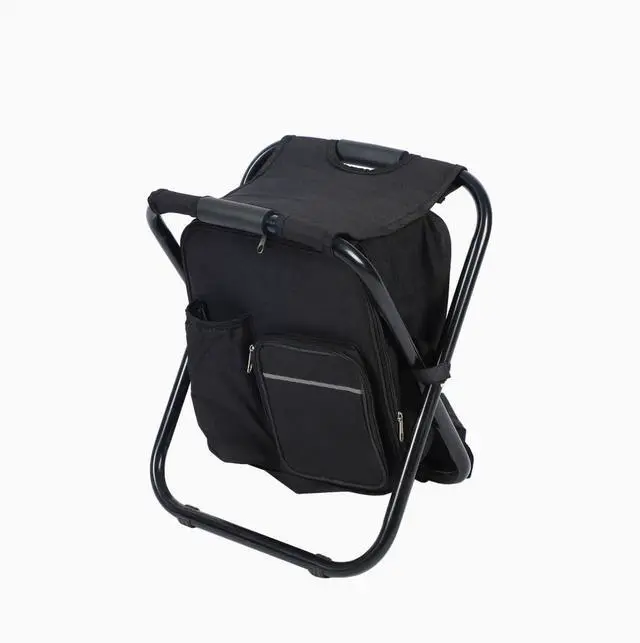 Alt view image 2 of 5 - Outdoor camping and hiking folding chair for outdoor barbecue, leisure beach chair, portable insulated ice bag chair, lightweight and portable, double-shoulder carrying.