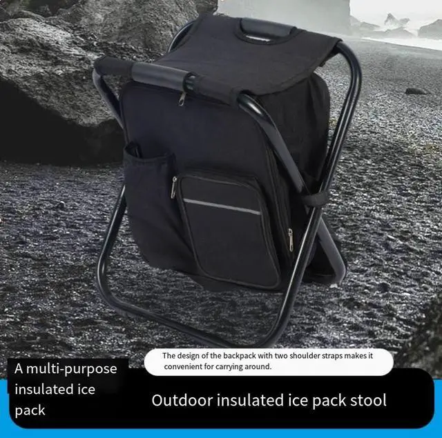 Main image of Outdoor camping and hiking folding chair for outdoor barbecue, leisure beach chair, portable insulated ice bag chair, lightweight and portable, double-shoulder carrying.