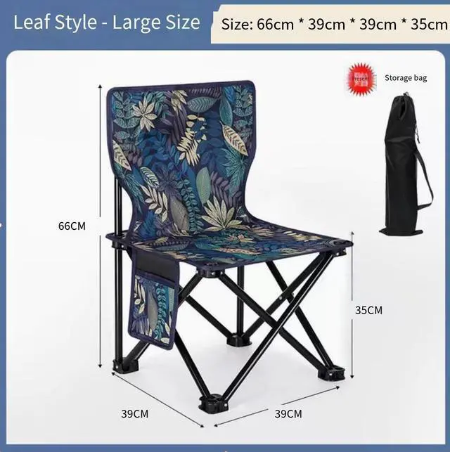 Alt view image 5 of 5 - Cross-border folding chair, outdoor folding chair, stool, foldable portable picnic equipment, supplies, sketching chair, fishing chair Extra-large full maple leaf: 42-42-71cm