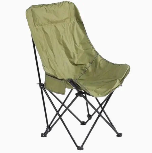 Alt view image 4 of 4 - Outdoor high-back folding chair - Portable picnic camping moon chair - Street vending barbecue seat - Backrest moon chair black