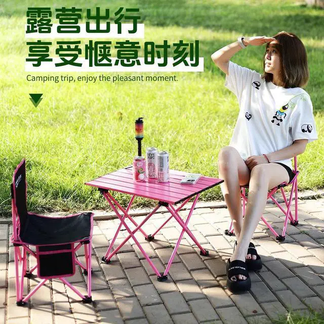 Alt view image 2 of 5 - Outdoor folding tables and chairs, portable camping, barbecue, picnic folding table, street vending, leisure egg roll table, camp equipment