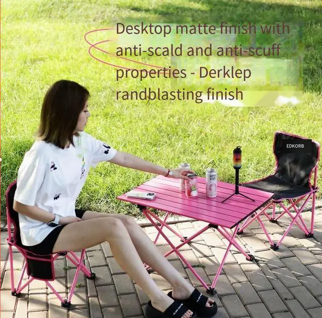 Alt view image 3 of 5 - Outdoor folding tables and chairs, portable camping, barbecue, picnic folding table, street vending, leisure egg roll table, camp equipment