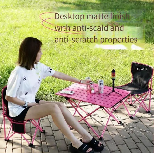 Alt view image 4 of 5 - Outdoor folding tables and chairs, portable camping, barbecue, picnic folding table, street vending, leisure egg roll table, camp equipment