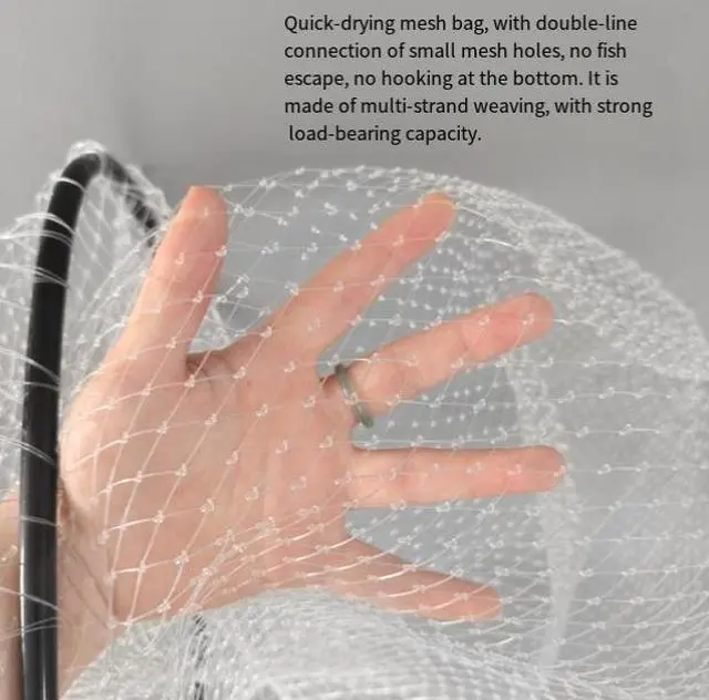 Alt view image 5 of 5 - aluminum alloy single wire pull-and-squeeze fishing net with small mesh size, suitable for raft fishing and catching shrimps. The fishing equipment is portable, lightweight and convenient.