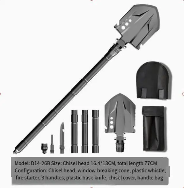 Alt view image 5 of 5 - Outdoor multi-functional military shovel, suitable for camping,