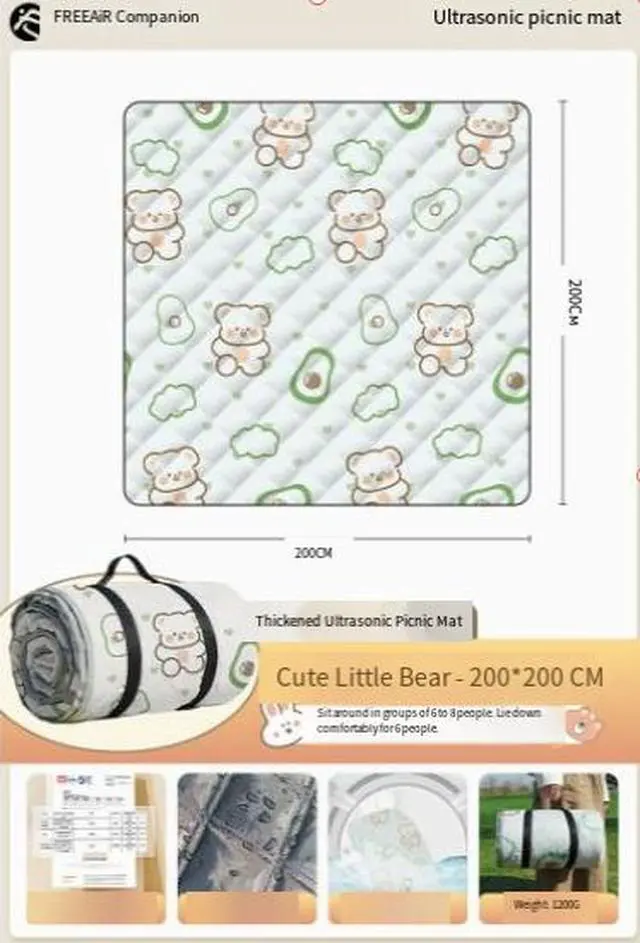 Alt view image 5 of 5 - Picnic mat, waterproof and moisture-proof, thickened outdoor camping avocado 200-150cm