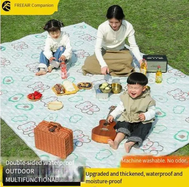 Alt view image 3 of 5 - Picnic mat, waterproof and moisture-proof, thickened outdoor camping avocado 200-150cm