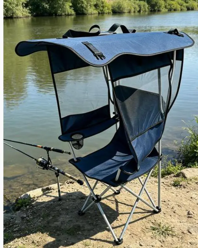 Alt view image 4 of 5 - Fishing chair, folding table, folding chair, outdoor chair, Armchair without canopy 50-50-90 cm red