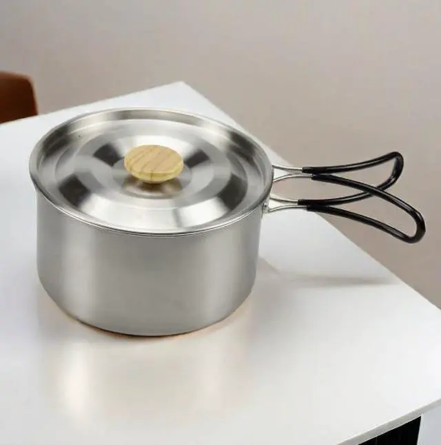 Alt view image 3 of 3 - Cross-border outdoor cookware set, 304 stainless steel camping pot,