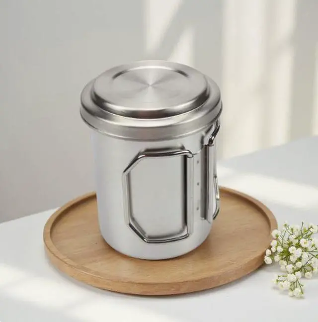 Alt view image 3 of 4 - Outdoor water bottle, 304 stainless steel tea cup, portable folding