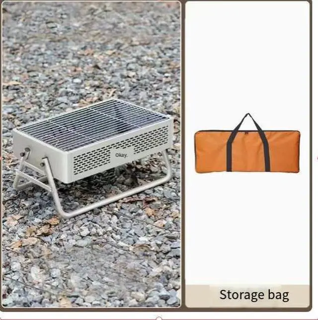 Main image of Outdoor BBQ grill, multi-functional portable folding BBQ rack, Luxury White + Storage Bag