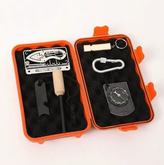Alt view image 2 of 5 - EDC Outdoor Survival Kit Box - Shockproof, Pressure-resistant Small Orange