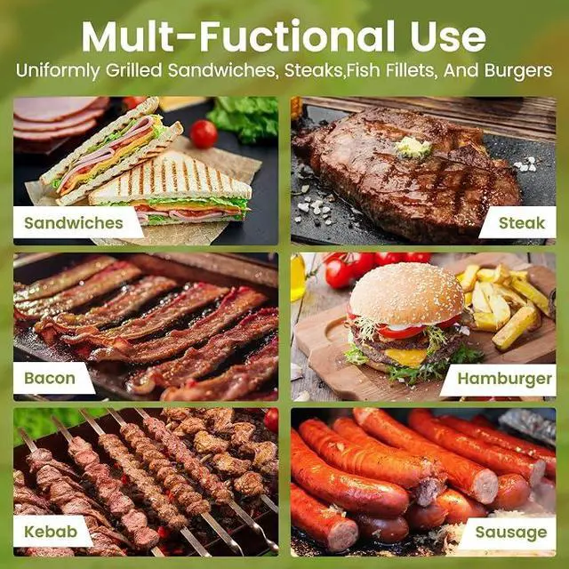 Alt view image 4 of 5 - Blackstone Burger Press Set - 7" Round Smash Burger Press & 8"x4" Rectangle Cast Iron Grill Press with Wooden Handle - Smasher is Perfect for Blackstone Griddle, Pitboss Weber Griddle Grills