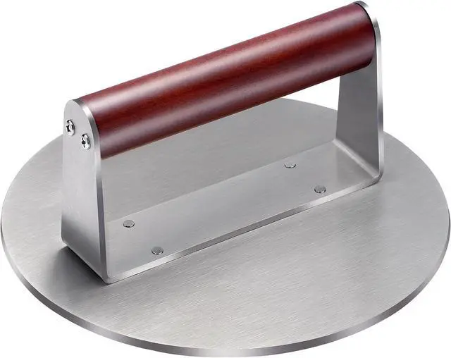 Alt view image 3 of 7 - Extra Large Stainless Steel Burger Press, 8.5" NonStick Hamburger Smasher Tool & Grill Press, 2.5 lbs Heavy Duty Bacon Press with Wood Handle for Blackstone Camp Chef Pitboss Weber Griddle Grills