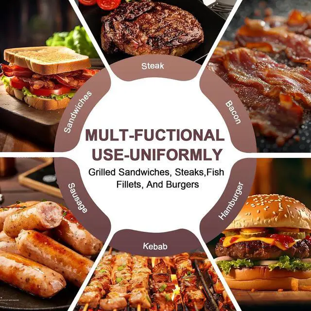 Alt view image 5 of 7 - Extra Large Stainless Steel Burger Press, 8.5" NonStick Hamburger Smasher Tool & Grill Press, 2.5 lbs Heavy Duty Bacon Press with Wood Handle for Blackstone Camp Chef Pitboss Weber Griddle Grills