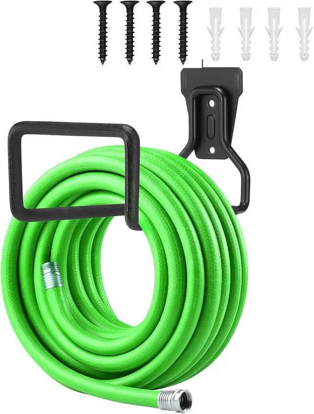 Alt view image 2 of 6 - 2 Pack Metal Garden Hose Holder, Heavy Duty Wall Mount Hose Hanger | Holds Up to 100 Ft Garden, Expandable & Water Hoses, Rust-Resistant Wall Mount Holder for Garage, Patio, Yard&Outdoor Storage
