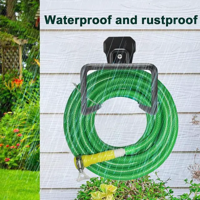 Alt view image 5 of 6 - 2 Pack Metal Garden Hose Holder, Heavy Duty Wall Mount Hose Hanger | Holds Up to 100 Ft Garden, Expandable & Water Hoses, Rust-Resistant Wall Mount Holder for Garage, Patio, Yard&Outdoor Storage
