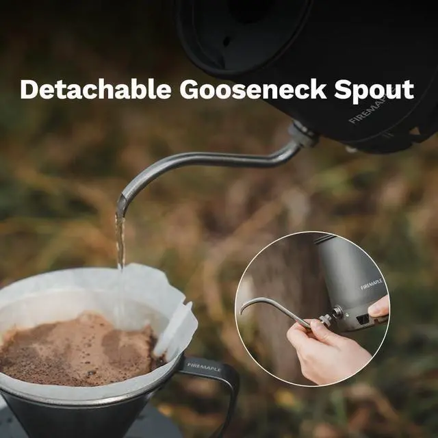 Alt view image 2 of 7 - Fire-Maple Petrel Pour-Over Coffee Kettle 350ml Gooseneck Spout Coffee Pots Detachable Spout Handle Portable Foldable HX Kettle for Camping Backpacking