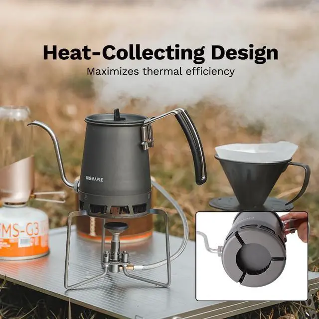 Alt view image 3 of 7 - Fire-Maple Petrel Pour-Over Coffee Kettle 350ml Gooseneck Spout Coffee Pots Detachable Spout Handle Portable Foldable HX Kettle for Camping Backpacking