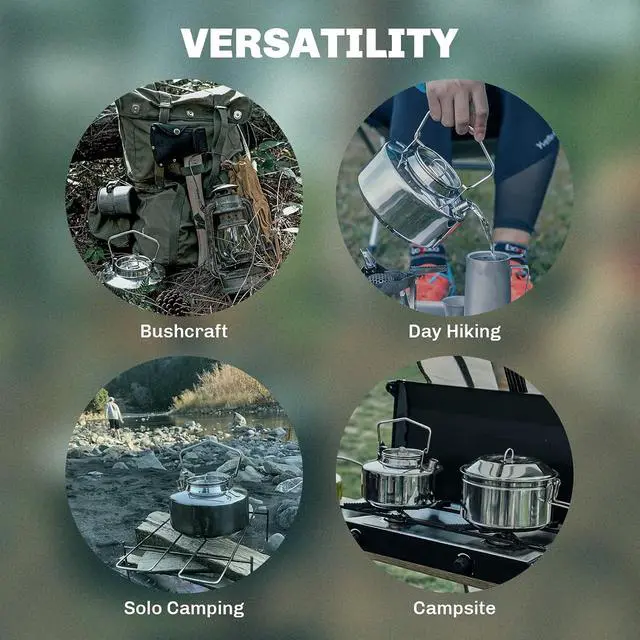 Alt view image 2 of 7 - Fire-Maple Antarcti Portable 1 Liter Lightweight Stainless Steel Camping Kettle | Durable and Portable Camp Tea Pot | Ideal for Bushcraft and Outdoor Campfire Use