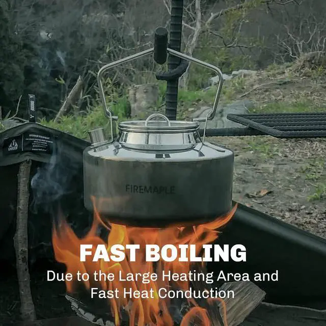 Alt view image 3 of 7 - Fire-Maple Antarcti Portable 1 Liter Lightweight Stainless Steel Camping Kettle | Durable and Portable Camp Tea Pot | Ideal for Bushcraft and Outdoor Campfire Use