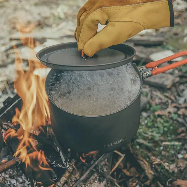 Alt view image 4 of 7 - Feast Outdoor Camping Cookware Set, Portable Stackable Cooking Pot and Pan Kit with Kettle, Saucepans and Spatula for Hiking, Fishing and Backpacking