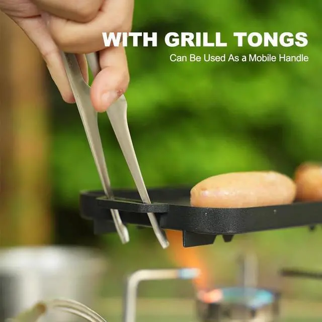 Alt view image 4 of 7 - Compact Aluminium Alloy Mini Griddle Set with Stainless Steel Tongs - Portable Heating Kit for Outdoor and Indoor Use