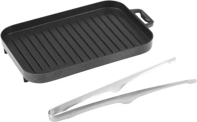 Alt view image 7 of 7 - Compact Aluminium Alloy Mini Griddle Set with Stainless Steel Tongs - Portable Heating Kit for Outdoor and Indoor Use