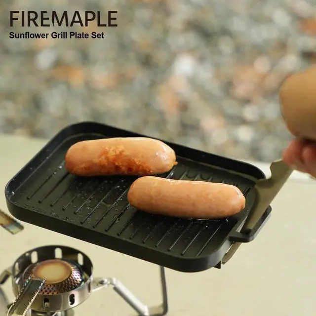 Alt view image 5 of 7 - Compact Aluminium Alloy Mini Griddle Set with Stainless Steel Tongs - Portable Heating Kit for Outdoor and Indoor Use