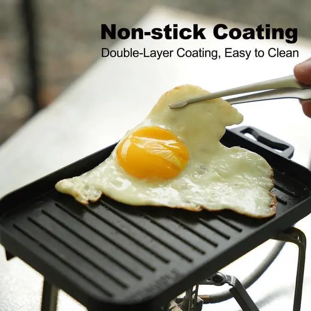 Alt view image 3 of 7 - Compact Aluminium Alloy Mini Griddle Set with Stainless Steel Tongs - Portable Heating Kit for Outdoor and Indoor Use
