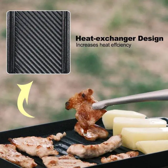 Main image of Compact Aluminium Alloy Mini Griddle Set with Stainless Steel Tongs - Portable Heating Kit for Outdoor and Indoor Use