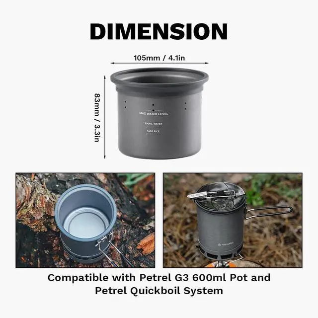 Alt view image 4 of 6 - Petrel Outdoor Rice Cooker, 58g, 300ml Capacity, Compactible with G3 pot and Quickboil Pro System