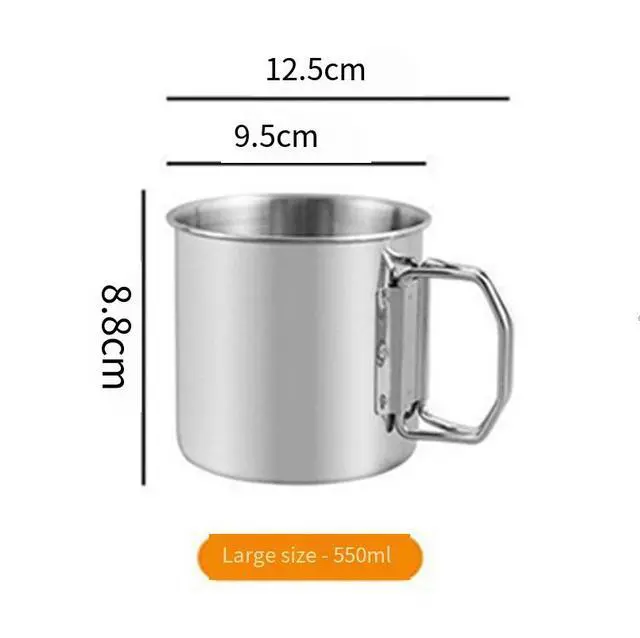 Alt view image 5 of 6 - 304 stainless steel water cup - outdoor camping cup, camping cup, portable folding handle cup, mountain climbing picnic cup