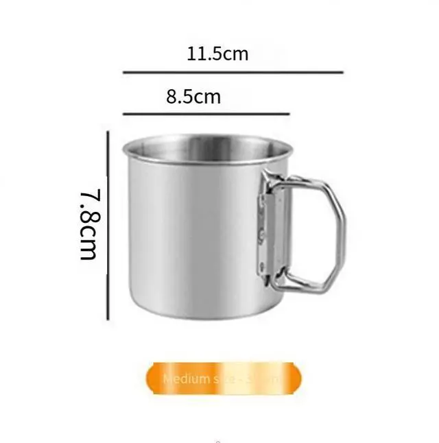 Alt view image 4 of 6 - 304 stainless steel water cup - outdoor camping cup, camping cup, portable folding handle cup, mountain climbing picnic cup
