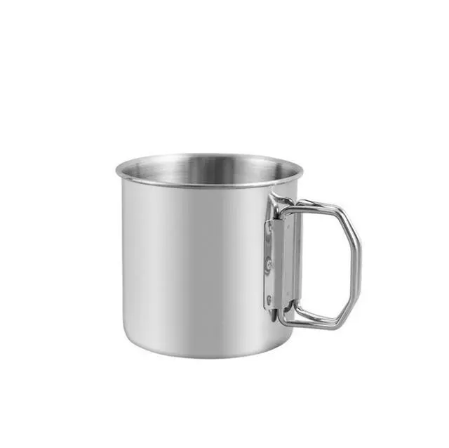 Alt view image 3 of 6 - 304 stainless steel water cup - outdoor camping cup, camping cup, portable folding handle cup, mountain climbing picnic cup