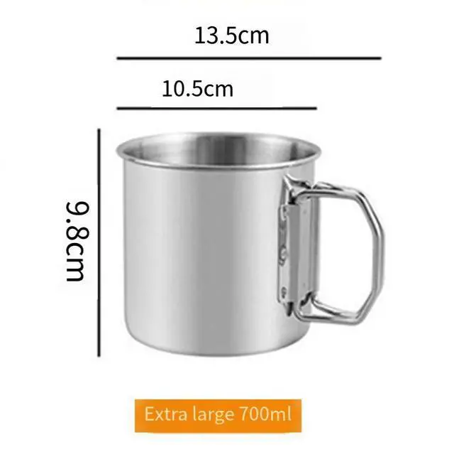 Alt view image 6 of 6 - 304 stainless steel water cup - outdoor camping cup, camping cup, portable folding handle cup, mountain climbing picnic cup