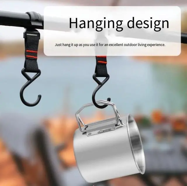 Main image of 304 stainless steel water cup - outdoor camping cup, camping cup, portable folding handle cup, mountain climbing picnic cup