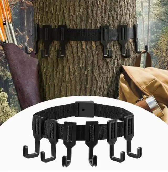 Main image of Amazon's best-selling tree-mounted hunting hooks, outdoor tree rack Black 1 strap 6 hooks 3.8CM-1.5M