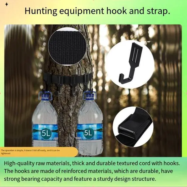 Alt view image 3 of 3 - Amazon's best-selling tree-mounted hunting hooks, outdoor tree rack Black 1 strap 6 hooks 3.8CM-1.5M