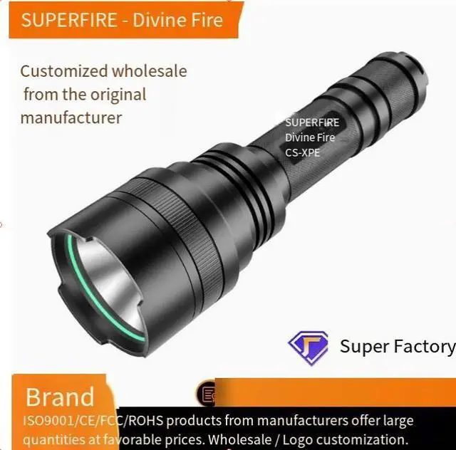 Alt view image 2 of 5 - waterproof outdoor LED rechargeable security patrol portable self-defense multi-functional high-intensity flashlight wholesale C8-R5 range 300m+ power 8W