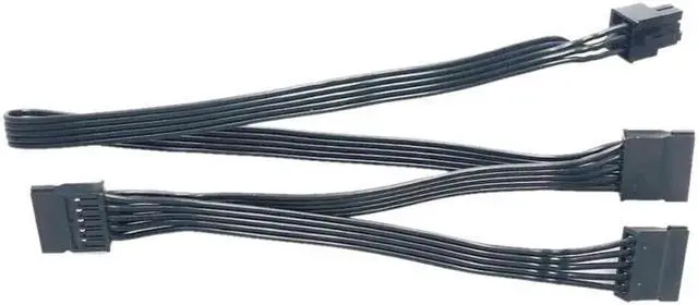 Alt view image 4 of 5 - 6Pin to 3 SATA Straight SSD HDD Power Cable for Seasonic PRIME, FOCUS, Platinum, CORE, M12II EVO, SnowSilent 1500W, 1200W, 1000W, 850W, 750W, 650W, 550W, 500W, 450W Modular Power