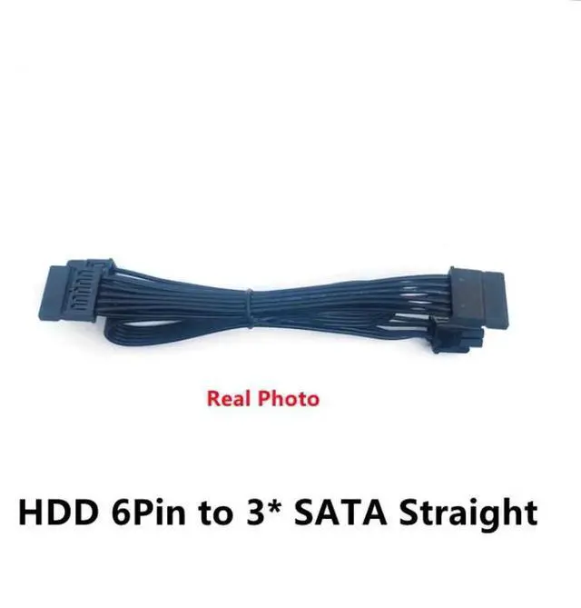 Alt view image 3 of 5 - 6Pin to 3 SATA Straight SSD HDD Power Cable for Seasonic PRIME, FOCUS, Platinum, CORE, M12II EVO, SnowSilent 1500W, 1200W, 1000W, 850W, 750W, 650W, 550W, 500W, 450W Modular Power
