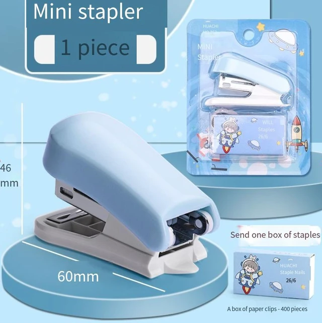 Main image of Stationery machine, small stapler, wholesale of small bookbinding machines, mini-sized, suitable for students, mini binding device, high appearance quality blue