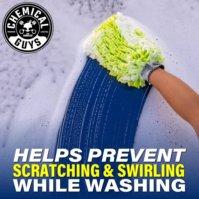 Alt view image 6 of 7 - Chemical Guys, Chenille Microfiber Wash Mitt for Cars, Lime Green, Single
