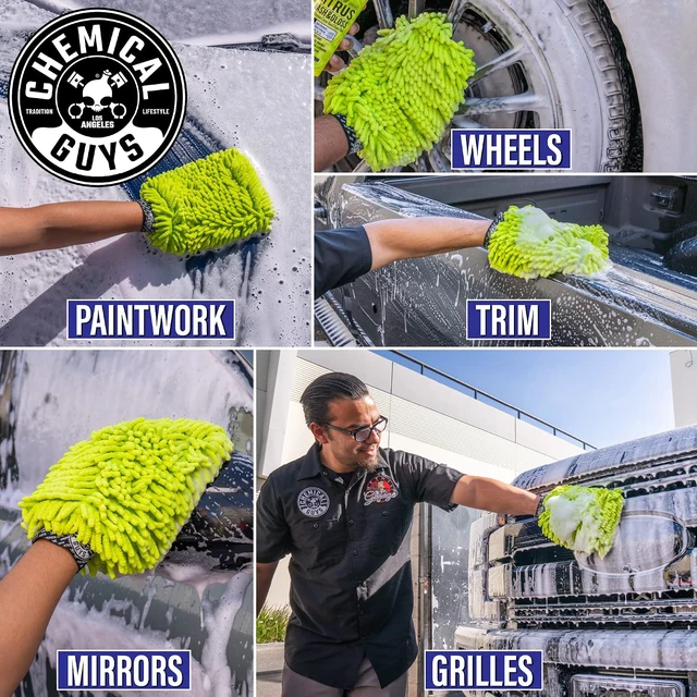 Alt view image 7 of 7 - Chemical Guys, Chenille Microfiber Wash Mitt for Cars, Lime Green, Single