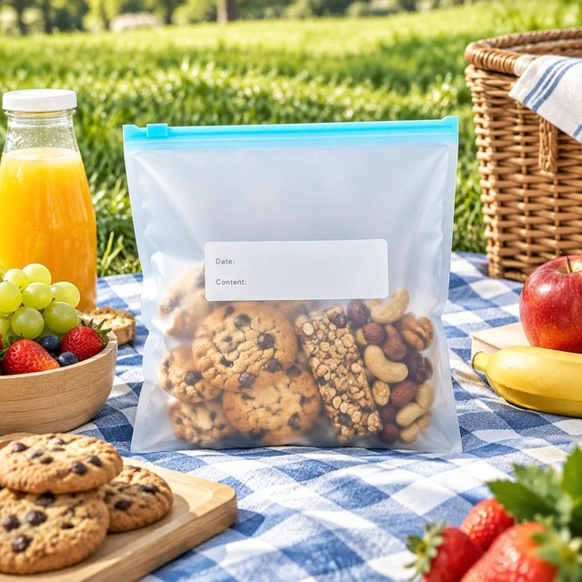 Alt view image 2 of 7 - Sliding Zipper Food Storage Bags, BPA Free Thick Reusable Sealed Freezer Bags, Refrigerator Organizer Bags for Grains, Fruit, Vegetables Medium size: 15 pieces 23/15 /2.5