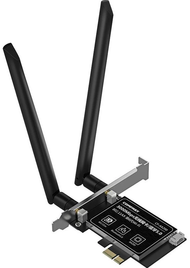 Main image of WiFi 6 PCIe Wireless Card, AX3000 Dual Band Bluetooth 5.0 Desktop Network Adapter, 2.4GHz/5GHz, 2× High Gain Antennas, MU-MIMO, OFDMA, for Gaming PC