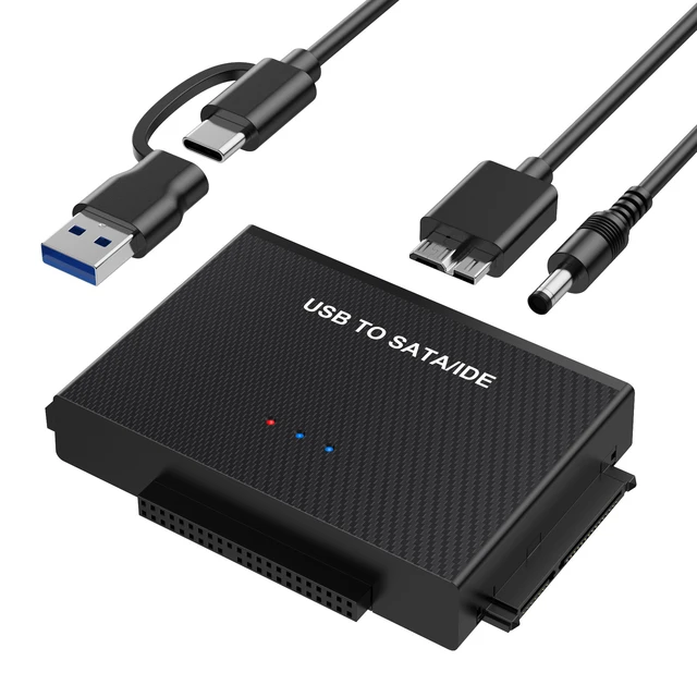 Alt view image 2 of 5 - Hard Drive Reader USB 3.0 to SATA IDE Adapter, IDE SATA to USB + Type C External Data Recovery Converter Kit for Universal 2.5 3.5 HDD SSD Hard Drive Disk, with 12V/2A Power Adapter