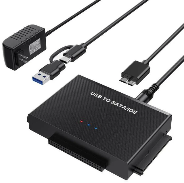 Main image of Hard Drive Reader USB 3.0 to SATA IDE Adapter, IDE SATA to USB + Type C External Data Recovery Converter Kit for Universal 2.5 3.5 HDD SSD Hard Drive Disk, with 12V/2A Power Adapter